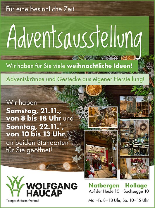 Flyer Adventsausstellung 2026 der Gärtnerei Haucap